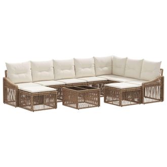 vidaXL Conjunto De Sof&aacute;s De Jard&iacute;n 10 Pcs Beige Rat&aacute;n Sint&eacute;tico Vidaxl