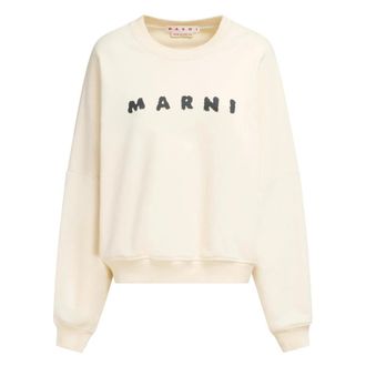 Marni Sweatshirts, female, White, Size: 2XS Logo-Print Sweatshirt