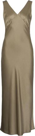 Envelope 1976 Zijden V-hals Midi Jurk - Dames - Maxi kleedjes - Groen - M - Kleedjes