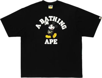 A Bathing Ape x Disney Mickey Mouse College Relaxed Fit T-Shirt Black 0ZXTEM930101Q-BLK