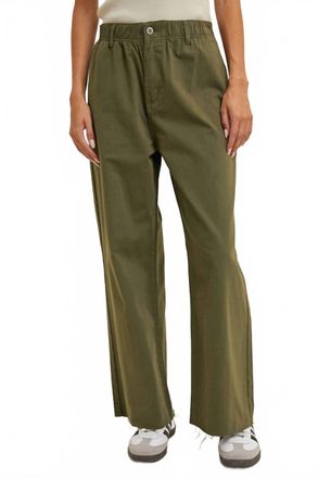 Wishlist Raw Edge Washed Denim Pant In Olive