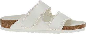 Birkenstock Ivory Satin Arizona Sandals with Pearl Detailing
