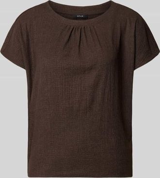 OPUS Regular Fit T-Shirt mit Strukturmuster Modell Salti in Dunkelbraun, Gr&ouml;&szlig;e 36
