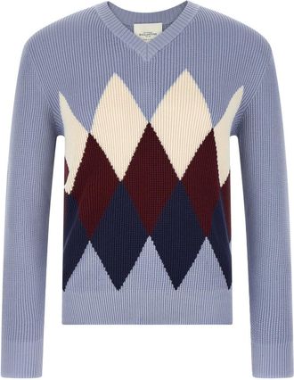 Ballantyne Light Blue Argyle Pattern Sweater