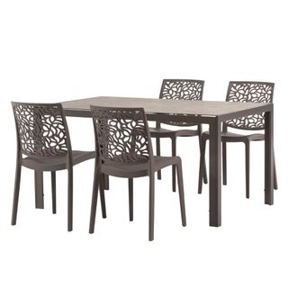 Siediti Fuori e Dentro Conjunto comedor 4 personas: mesa t&oacute;rtola/piedra, sillas t&oacute;rtola