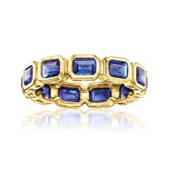 RS Pure by Ross-Simons Lab-Grown Sapphire Eternity Band in 18kt Gold Over Sterling