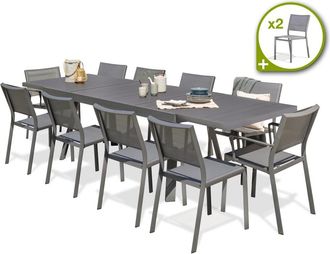 DCB Garden Conjunto de comedor de jardín 12 plazas de aluminio