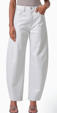 A Gold E Luna High Waist Barrel Leg Leather Blend Pants In Wisp