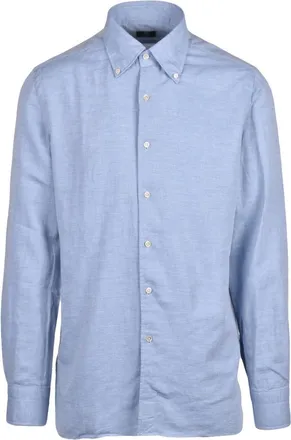 LUIGI BORRELLI NAPOLI Overhemden, Heren, Blauw, XL, Katoen, Luigi Borrelli Napoli shirt
