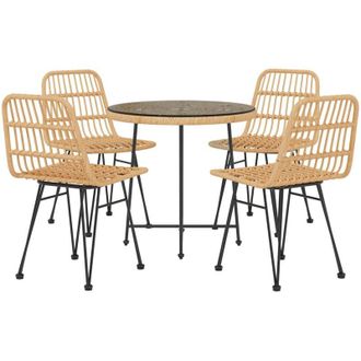 vidaXL Juego De Comedor De Jard&iacute;n 5 Piezas Rat&aacute;n Sint&eacute;tico Vidaxl