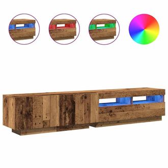 Berkfield Home TV Cabinet with LED Lights Old Wood 200x35x40 cm Engineered Wood in Brown | Size: 200 x 35 x 40 cm