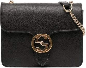 Gucci Pre-owned Cross Body Bags, female, Black, Size: ONE SIZE Pre-owned Leather Crossbody Bag
