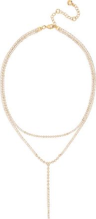 BaubleBar Crystal Layered Y-Necklace in Gold/Clear at Nordstrom Rack