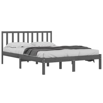 Berkfield Home Beautiful Bed Frame Grey Solid Wood Pine 200x200 cm
