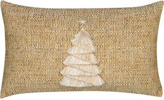 Elaine Smith Fraser Fir Handmade Applique Woven Accent Holiday Pillow in Golden at Nordstrom, Size 12X20