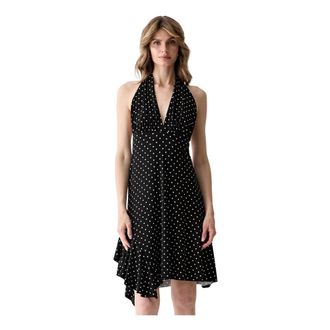 Guess Marilyn Monroe Asymmetrische Mini Jurk met V-hals - Dames - Korte kleedjes - Zwart - XL - Polyester - Kleedjes