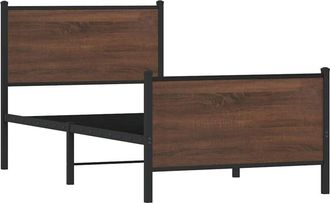 vidaXL Metal Bed Frame without Mattress Brown Oak 80x200 cm Vidaxl