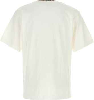 Burberry Mens White Cotton T-Shirt Chalk Exterior Exterior: T-shirts And Polos
