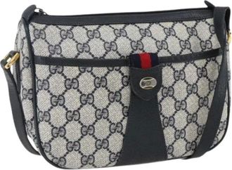 Gucci Pre-owned Cross Body Bags, female, Blue, Size: ONE SIZE Pre-owned Vintage GG Canvas Shoulder Bag