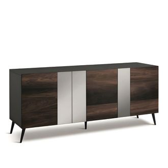MondoViro Aparador de 3 puertas con espejos de madera marr&oacute;n 180x50 cm 80h