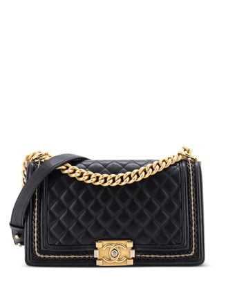 Chanel Boy Flap Bag Quilted Lambskin with Chain Detail Old Medium shoulder bag - Nero