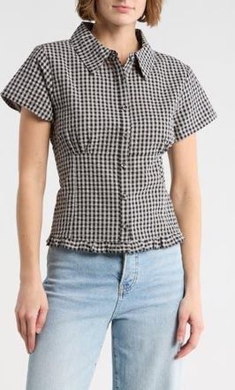 Vigoss Gingham Fitted Top in Black at Nordstrom Rack, Size X-Small