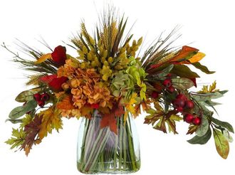Creative Displays Inc. Handmade Fall Sunflower & Hydrangea Arrangement In Vase
