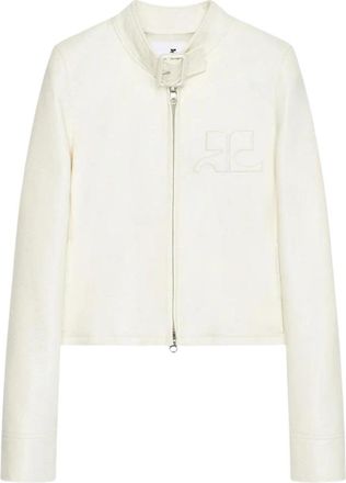 Courr&egrave;ges City Vinyl Jacket - Dames - Leren en Su&egrave;de Jassen - Wit - S - Katoen - Jassen