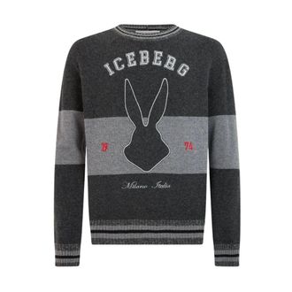 Iceberg Trui met ronde hals - Heren - Truien - Grijs - Maat: L Wol