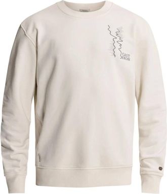 Cast Iron Crewneck Relaxed Fit Grafisch - Heren - Sweatshirts & Hoodies - Beige - Maat: L Katoen