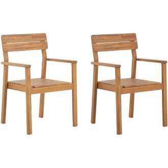 Beliani Set di 2 sedie da giardino in legno di acacia rustico con braccioli Fornelli