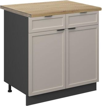 Vicco Mueble Bajo De Cocina Fame-line, Grisbeige, 80 Cm, Et Roble, Vicco