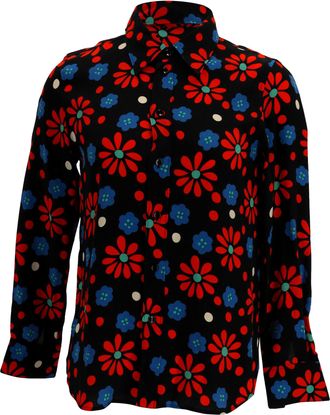Saint Laurent Saint Laurent overhemd van cr&ecirc;pe met bloemenprint in zwarte viscose