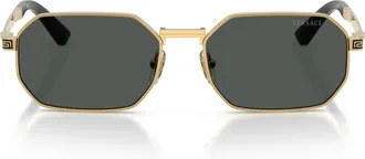 Versace Bold Geometric Frame Sunglasses with Greek Key Design