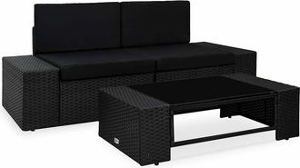 vidaXL Vidaxl - Juego De Muebles De Jard&iacute;n 3 Piezas Rat&aacute;n Sint&eacute;tico Negro