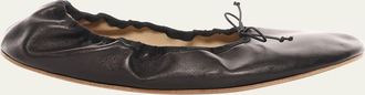 The Row Leather Bow Ballerina Flats