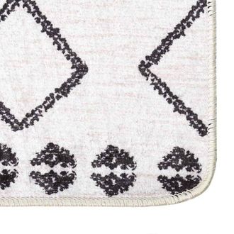 Berkfield Home Rug Washable 190x300 cm Black & White Anti Slip | Size: 100 cm diameter