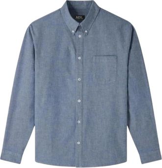 A.P.C. Edouard Chambray Overhemd - Heren - Spijkeroverhemden - Blauw - L - Katoen - Overhemden