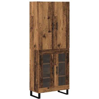 vidaXL Highboard 2 pcs Old Wood Engineered Wood and Glass vidaXL
