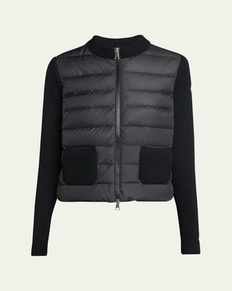 Moncler Padded Wool Zip-Up Cardigan