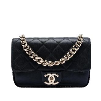 Chanel Pre-owned Quilted Caviar Leather Satchel - Dames - Pre-owned - Zwart - Maat: ONE Size Leer