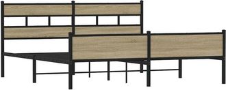 vidaXL Metal Bed Frame without Mattress Sonoma Oak 183x213 cm Vidaxl