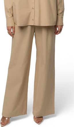 JLUXLABEL Leon Pleated Wide Leg Pants in Beige at Nordstrom, Size Medium