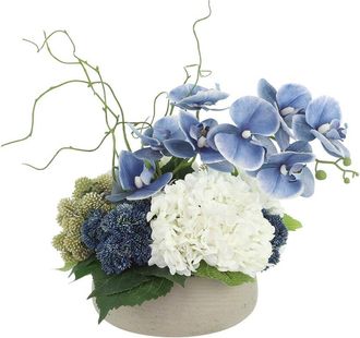 Creative Displays Inc. Handmade Faux Modern Centerpiece With Orchids & Hydrangeas
