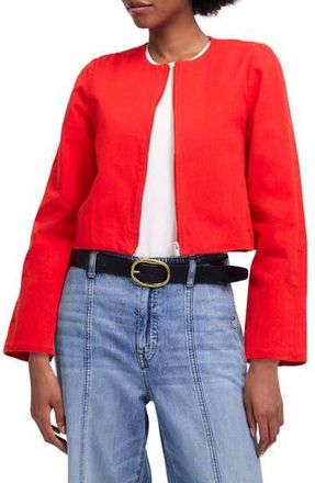 Madewell Cotton & Linen Blend Zip-Up Jacket in Festival Red at Nordstrom Rack, Size Xx-Small