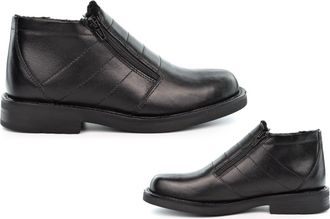 Generic Mens Leather Boots Mens Ankle Boots Size 6 Boys School Boot Boys Boot Wide Open Entry Warm Thermal Lining Zip Up Genuine Leather Black 6 UK