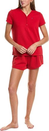 Tommy Hilfiger 2Pc Jacquard Missy Henley Shirt & Short Set
