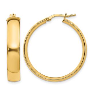 Diamond2Deal 14K Yellow Gold 6mm High Polished Round Hoop Earrings