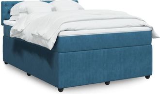 vidaXL Vidaxl - Cama Box Spring Con Colch&oacute;n Terciopelo Azul 140x200 Cm