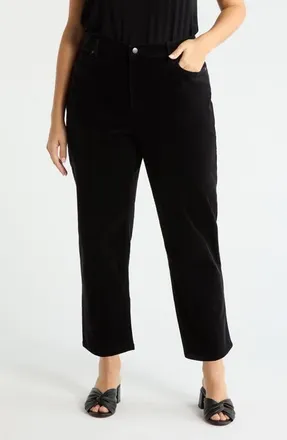 Eileen Fisher High Waist Ankle Straight Leg Jeans in Black at Nordstrom, Size 1X